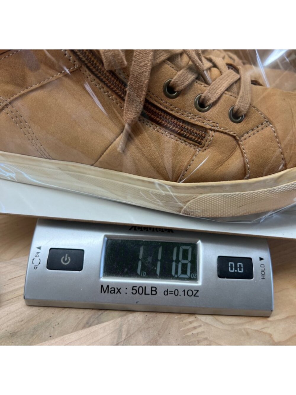 Taos Winner Leather High-Top Comfort Sneakers Side Zipper Cognac Brown Size 7.5 - Picture 14 of 14